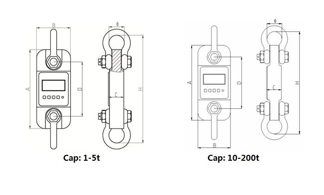 無線拉力計1t-200t的執(zhí)行標準、外觀尺寸